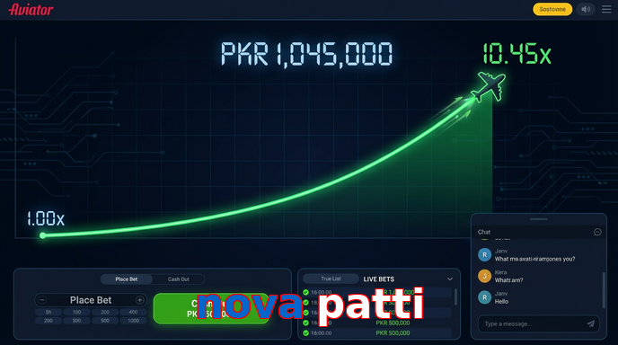 Main screen of Nova Patti aviator page for PK players